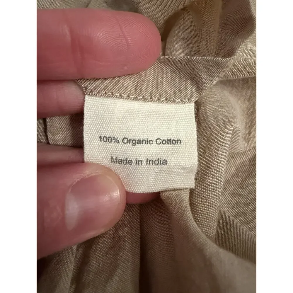 Coyuchi Organic Crinkled Percale™ Hazel Chambray Top Sheet Queen NEW